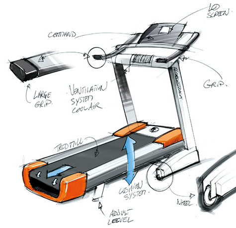 Technical Drawing of a Treadmill